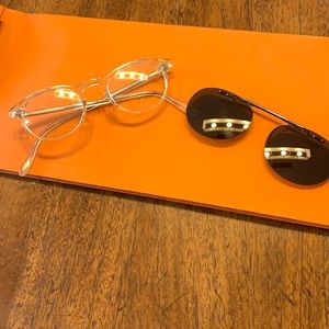 Oliver People’s eyeglasses with sunglasses clip